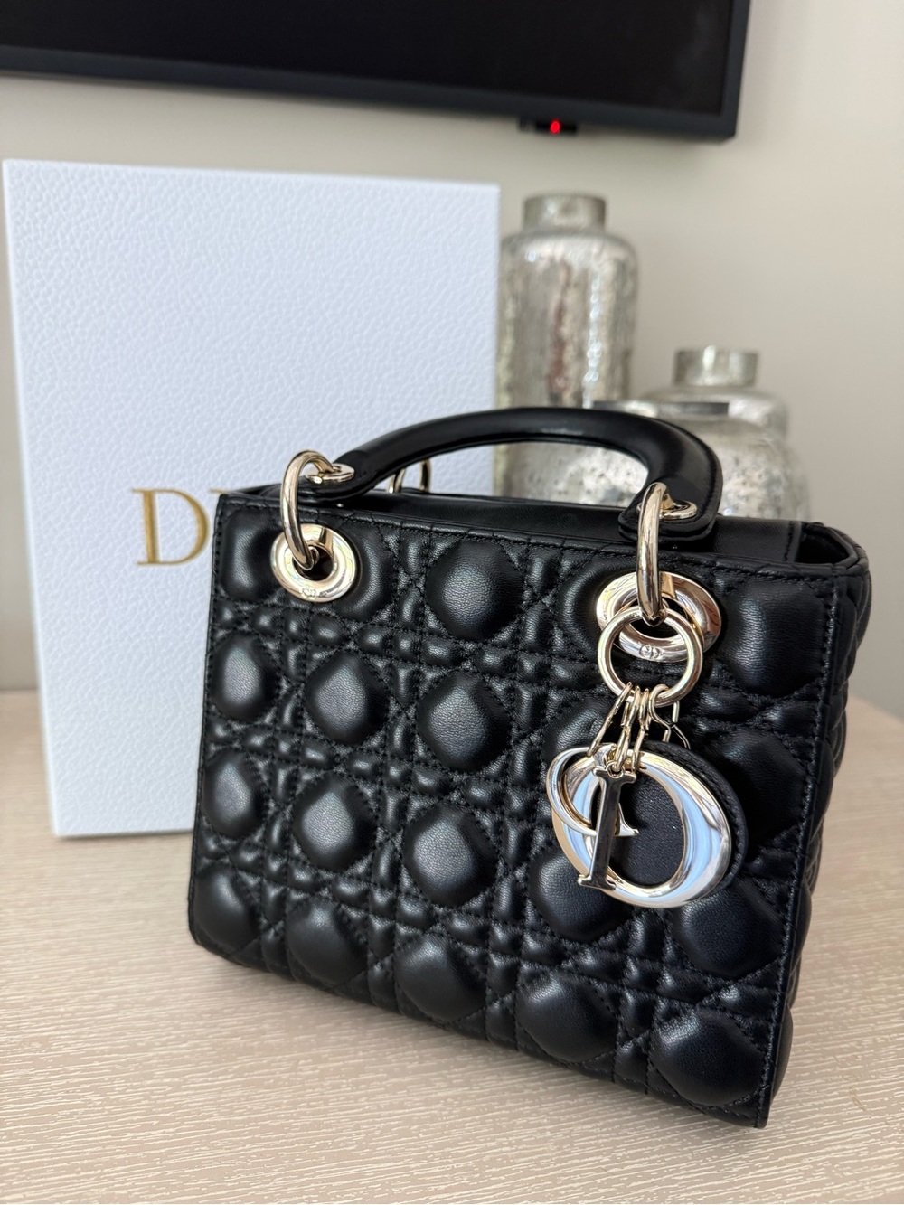 Black Quilted Leather Top-Handle Bag - Designer Style